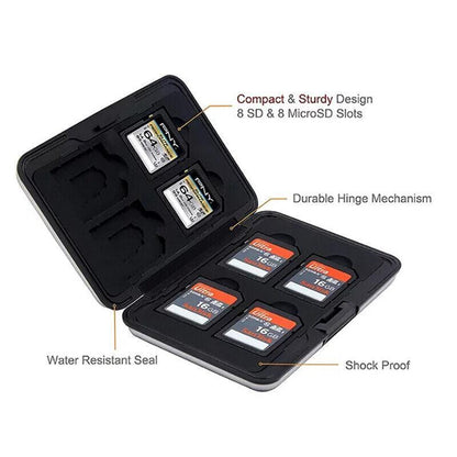Waterproof Memory Card Case Holder for SD MicroSD SDHC TF Cards Black Silver - Silver V528-MEMORYCARD-SILVER-226010
