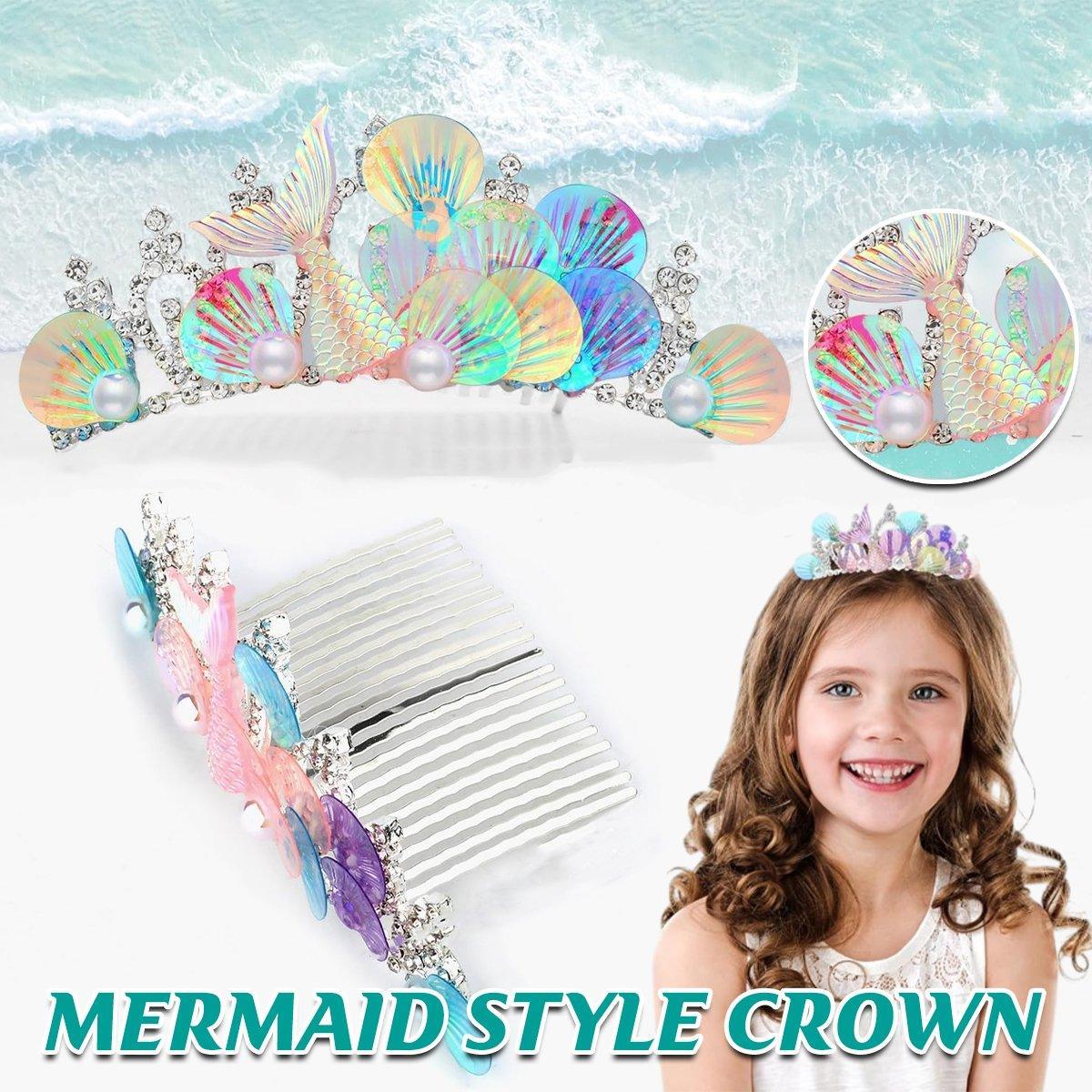 Mermaid Plug Comb Headband Princess Crown Hair Accessories for Girls and Women V528-MERMAID-COMB-051-2-836080