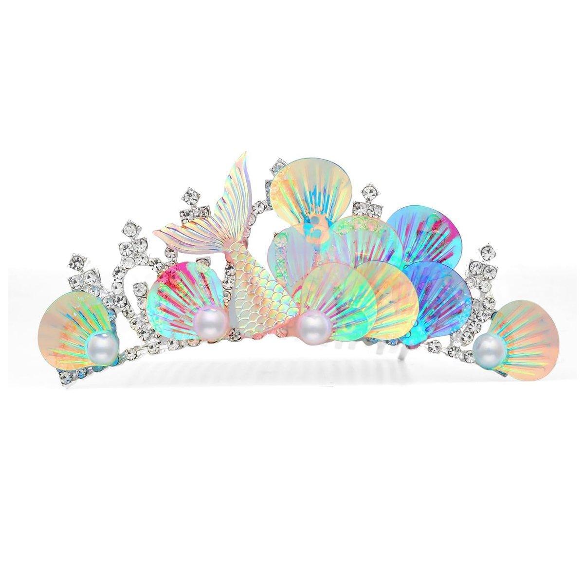 Mermaid Plug Comb Headband Princess Crown Hair Accessories for Girls and Women V528-MERMAID-COMB-051-2-836080