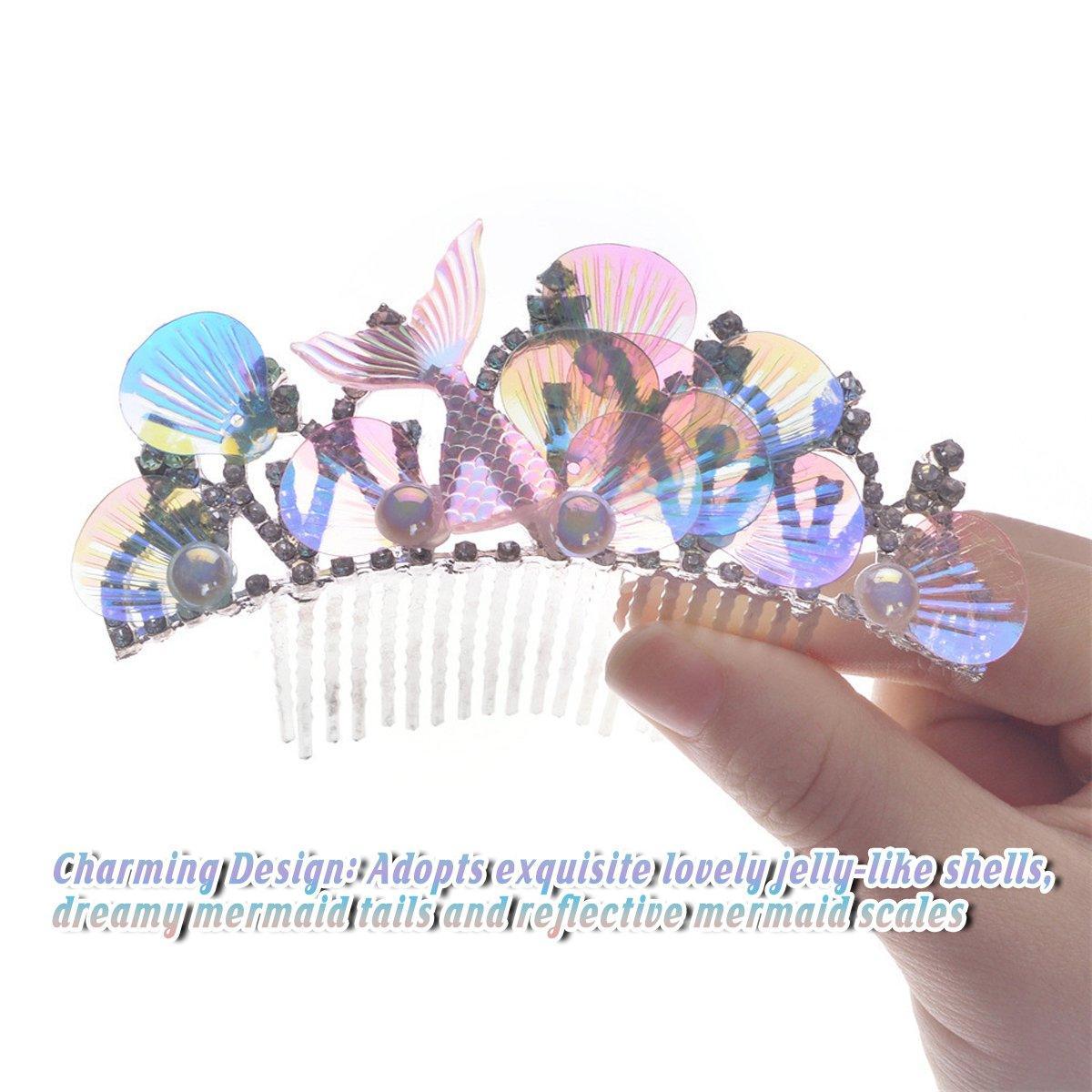Mermaid Plug Comb Headband Princess Crown Hair Accessories for Girls and Women V528-MERMAID-COMB-051-2-836080
