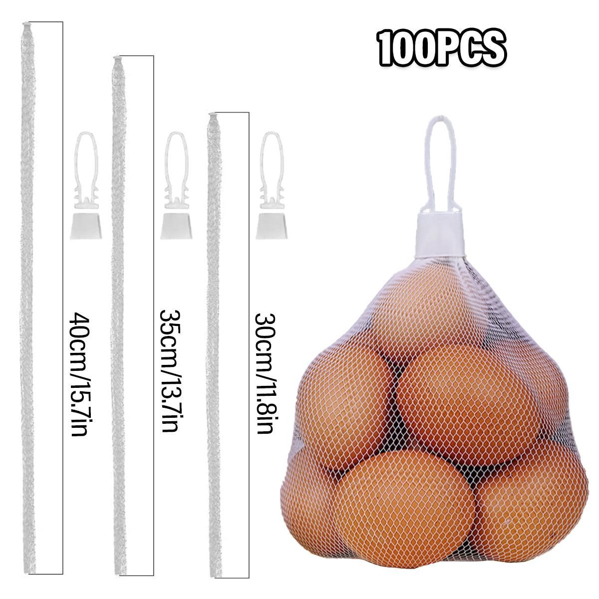 100pcs Nylon Mesh Bag Egg Storage Close Eye Plastic Mesh for Fruits Vegetables - 30cm