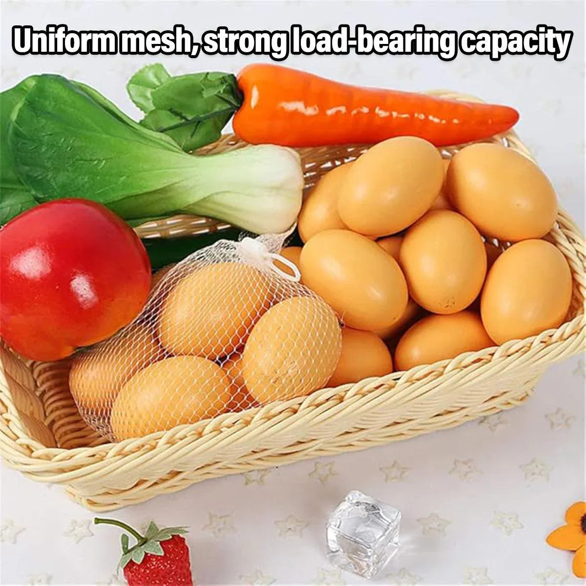100pcs Nylon Mesh Bag Egg Storage Close Eye Plastic Mesh for Fruits Vegetables - 35cm V528-MESH-BAG-100PCS-35CM-462779