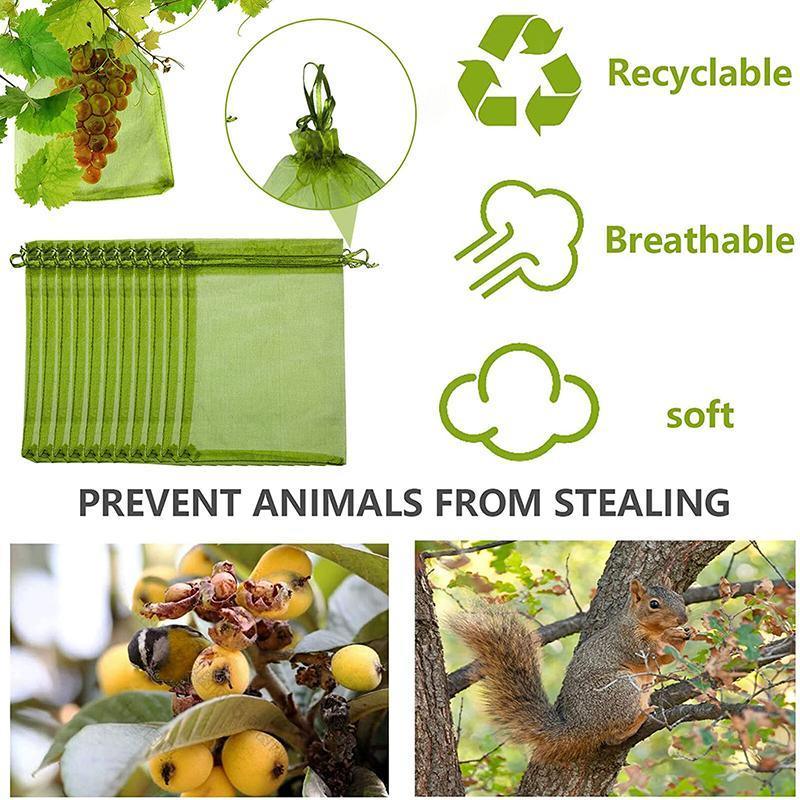 50/100PCS Garden Fruit Protection Net Bags Insect Proof Drawstring Mesh Organza - 50Pcs 10x15cm V528-MESHBAG-10X15CM-50PCS-62964