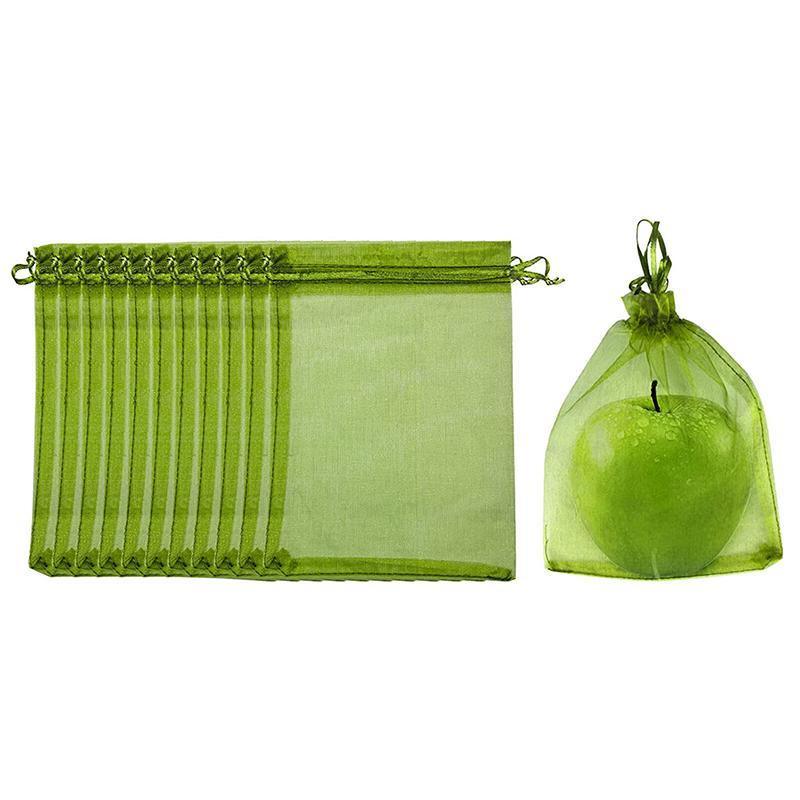 50/100PCS Garden Fruit Protection Net Bags Insect Proof Drawstring Mesh Organza - 50Pcs 17x23cm