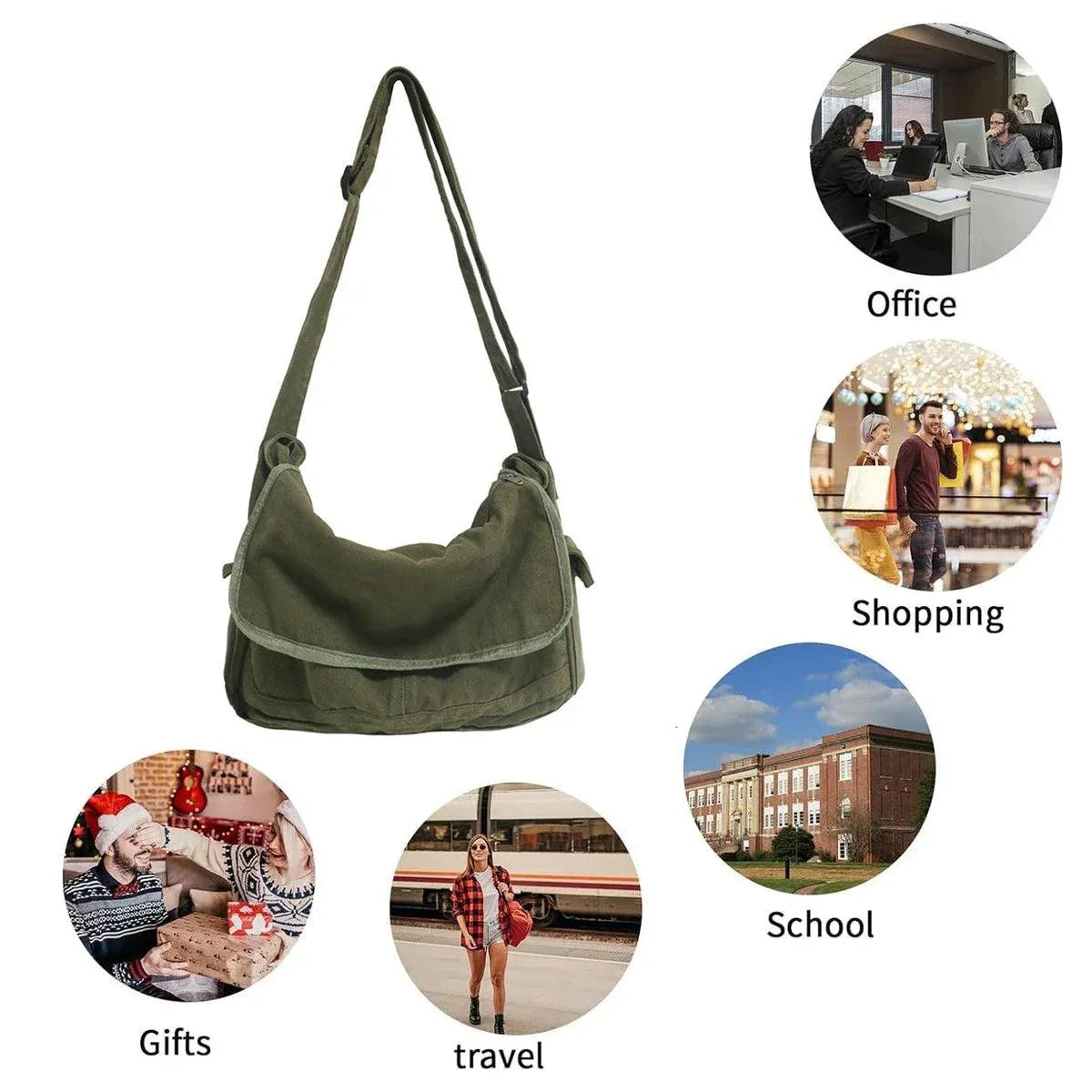 Green Messenger Shoulder Bag for Men Women Casual Work Travel and Daily Use V528-MESSENGER-BAG-GREEN-549502