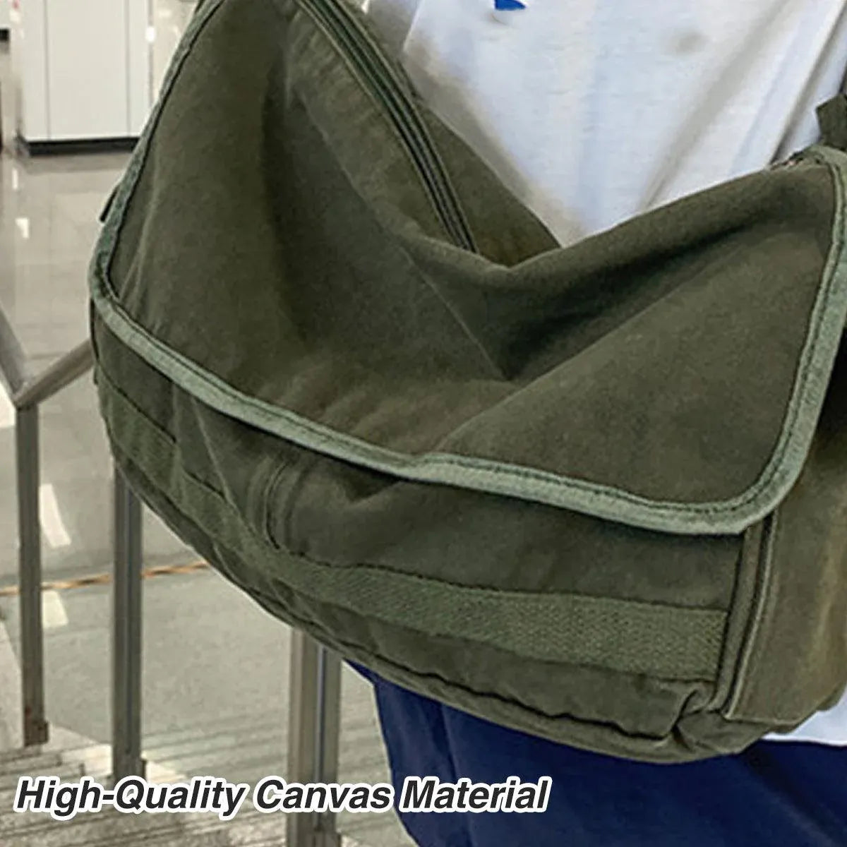 Green Messenger Shoulder Bag for Men Women Casual Work Travel and Daily Use V528-MESSENGER-BAG-GREEN-549502