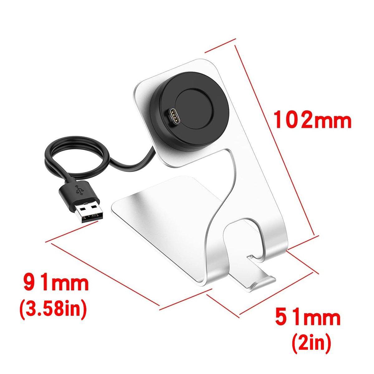 Watch Charger Dock for Garmin Fenix 7 / Fenix 7S USB Charging Cable Stand Bas V528-METAL-CHARGER-SILVER-310955