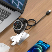 Watch Charger Dock for Garmin Fenix 7 / Fenix 7S USB Charging Cable Stand Bas V528-METAL-CHARGER-SILVER-310955