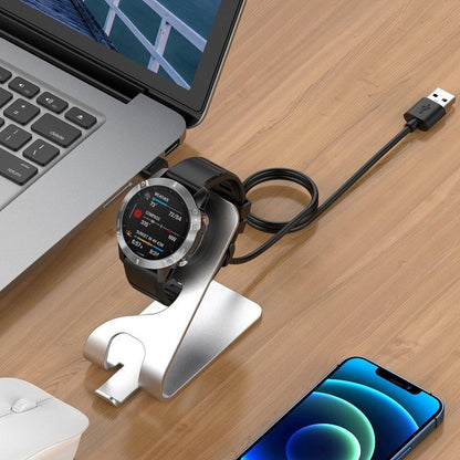 Watch Charger Dock for Garmin Fenix 7 / Fenix 7S USB Charging Cable Stand Bas V528-METAL-CHARGER-SILVER-310955