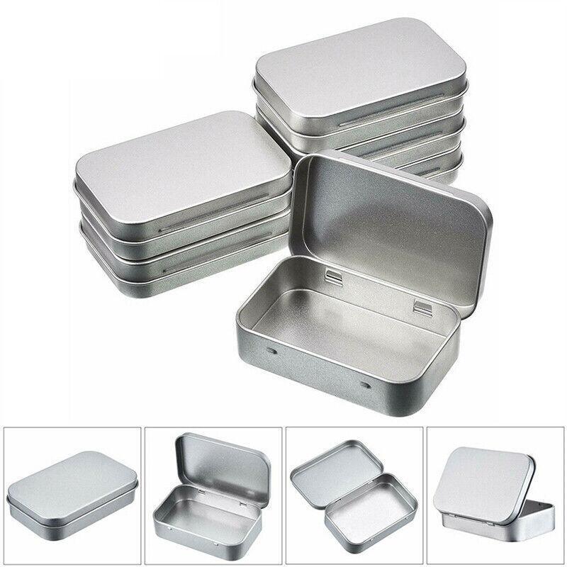 Small Metal Storage Tin Box with Lid 6PCS Portable Hinged Container for Travel Home V528-METALHINGEDBO-6PCS-216358