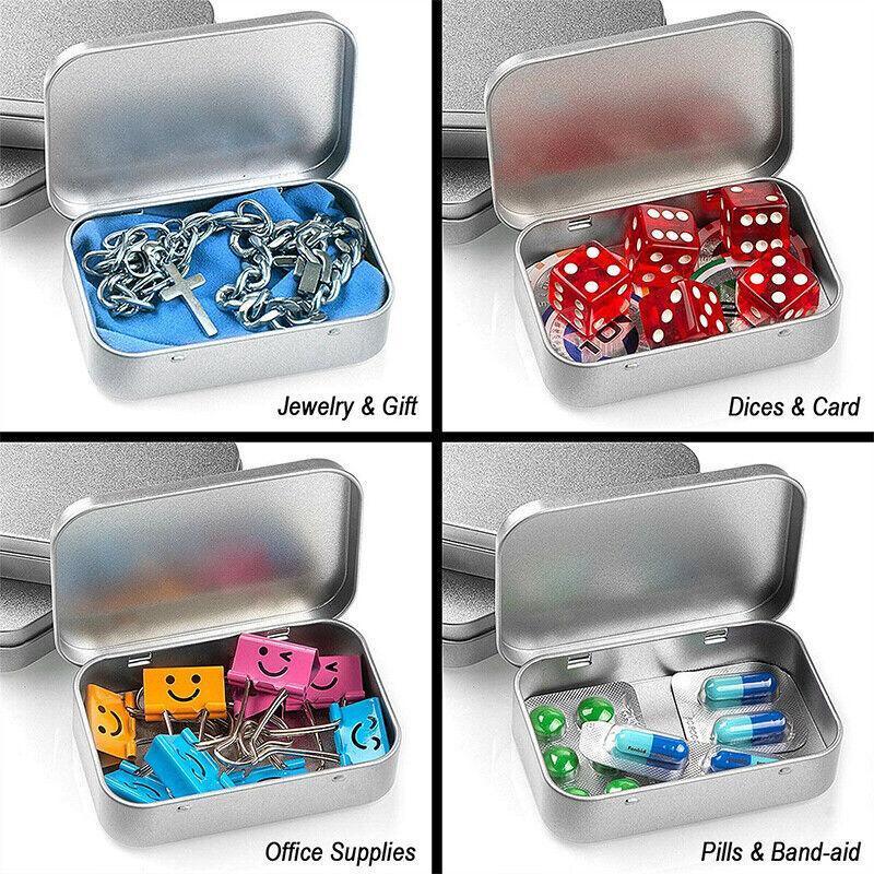 Small Metal Storage Tin Box with Lid 6PCS Portable Hinged Container for Travel Home V528-METALHINGEDBO-6PCS-216358