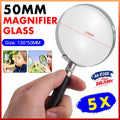 Magnifying Glass 5X Handheld Metal Frame 50mm Loupe V528-METALMAGNIFYINGGLASS-110008