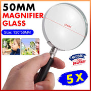 Magnifying Glass 5X Handheld Metal Frame 50mm Loupe V528-METALMAGNIFYINGGLASS-110008