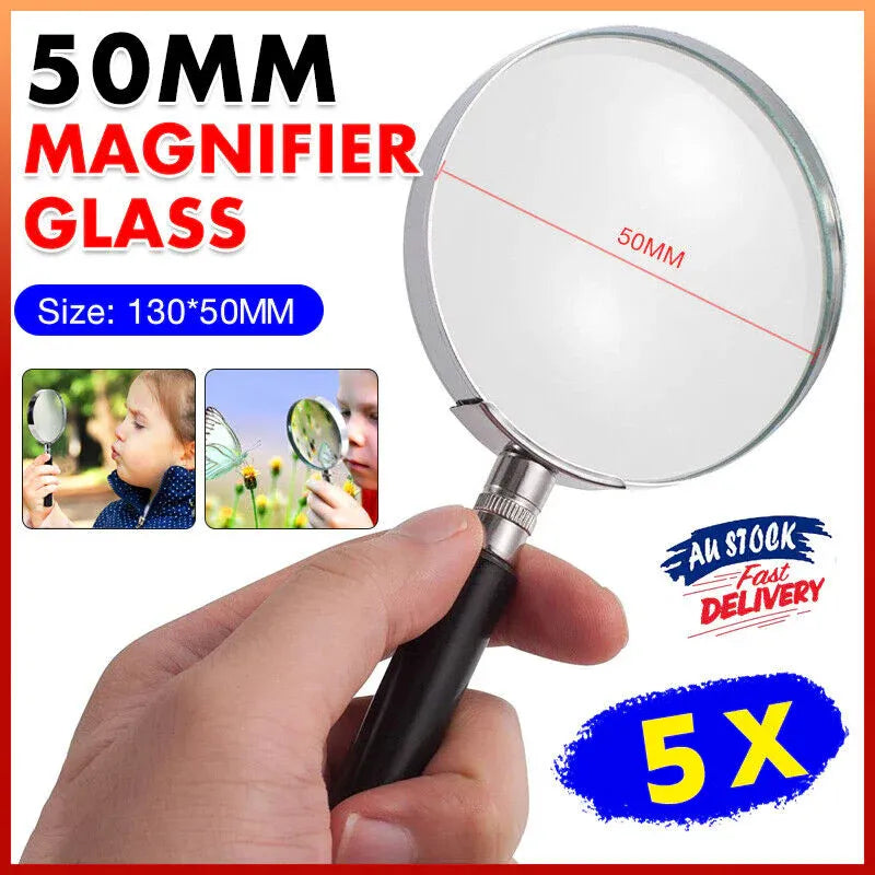 Magnifying Glass 5X Handheld Metal Frame 50mm Loupe V528-METALMAGNIFYINGGLASS-110008