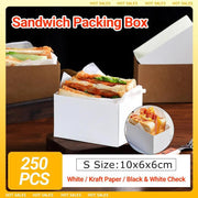 250PCS Sandwich Packaging Box Breakfast Hamburger Wrapping Box S Size - Black White V528-MH00042-HBG-S-250PCS-290997