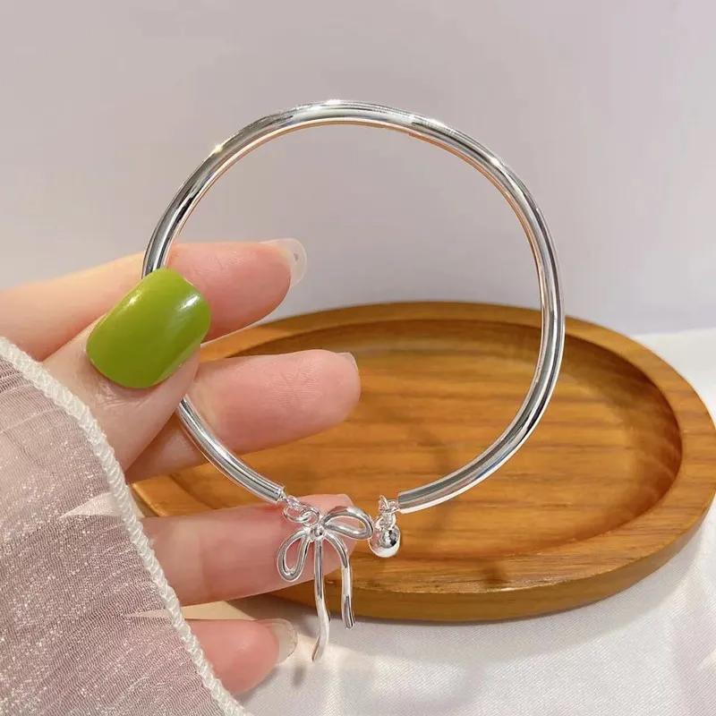 Bangle Bowknot Bells Bracelet Korean Opening Wrist Chain Women Silver Bracelet - Bell V528-MH00157-YBYXLD-960061