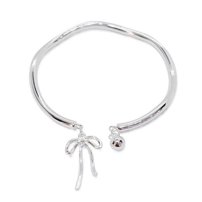 Bangle Bowknot Bells Bracelet Korean Opening Wrist Chain Women Silver Bracelet - Bow tie V528-MH00158-QWKKHDJ-656933