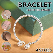 Bangle Bowknot Bells Bracelet Korean Opening Wrist Chain Women Silver Bracelet - Moebius strip V528-MH00160-MBWS-662880