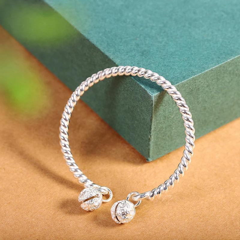 Bangle Bowknot Bells Bracelet Korean Opening Wrist Chain Women Silver Bracelet - Moebius strip V528-MH00160-MBWS-662880