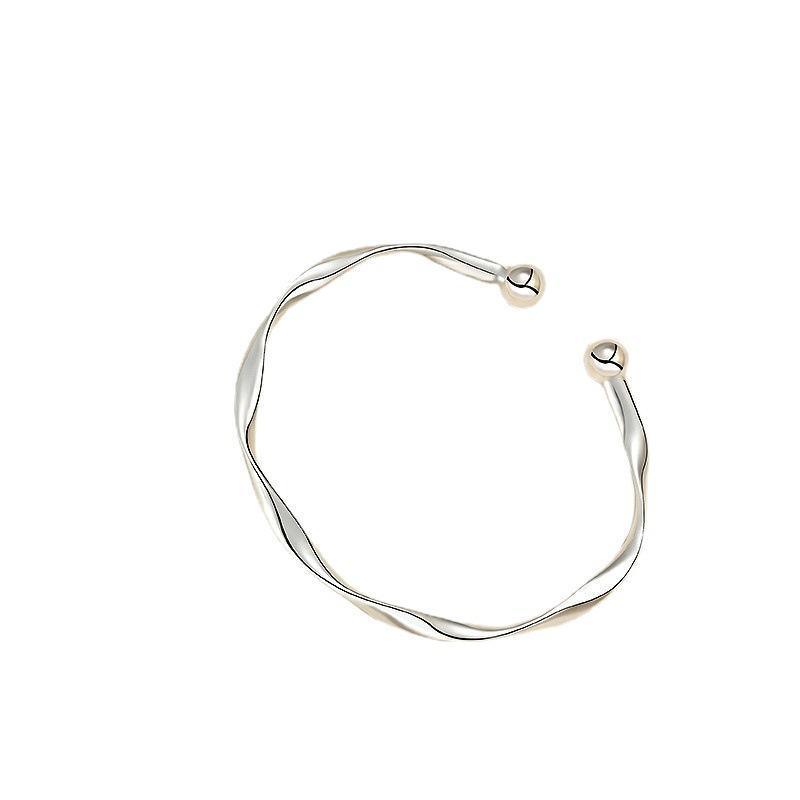 Bangle Bowknot Bells Bracelet Korean Opening Wrist Chain Women Silver Bracelet - Moebius strip V528-MH00160-MBWS-662880
