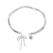 Bangle Bowknot Bells Bracelet Korean Opening Wrist Chain Women Silver Bracelet - Moebius strip V528-MH00160-MBWS-662880