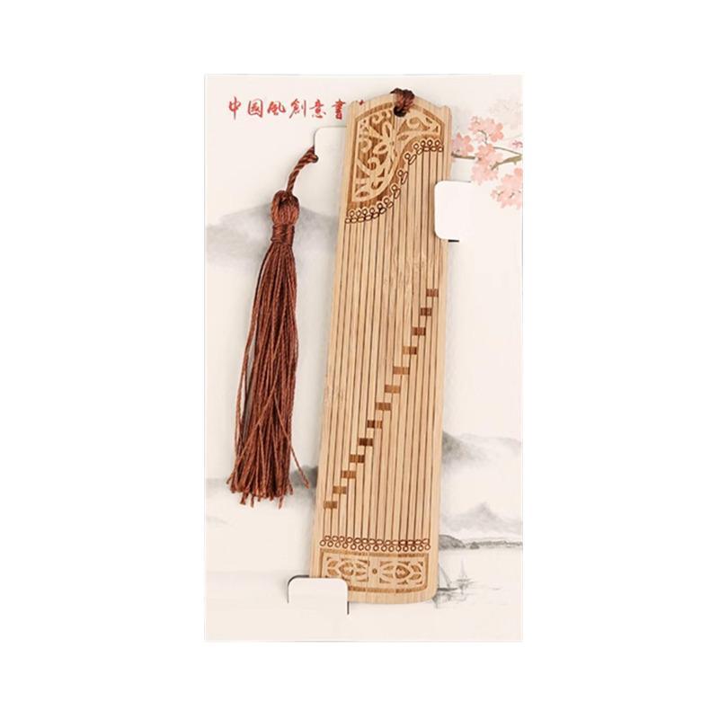 Chinese Style Bass Book Folder Book Clip Bamboo Bookmark Guitar Bookmark Lable - Pipa - Lan V528-MH00177-PPL-134329