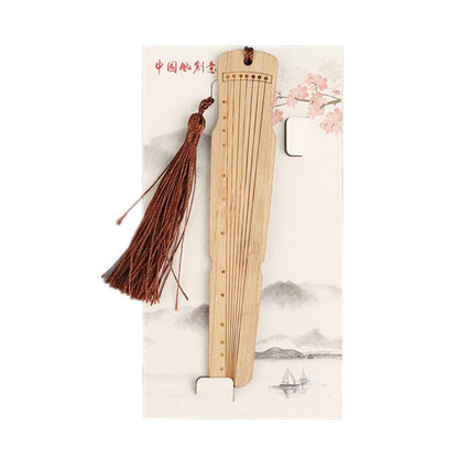 Chinese Style Bass Book Folder Book Clip Bamboo Bookmark Guitar Bookmark Lable - Pipa - Chrysanthemum V528-MH00179-PPJ-794000