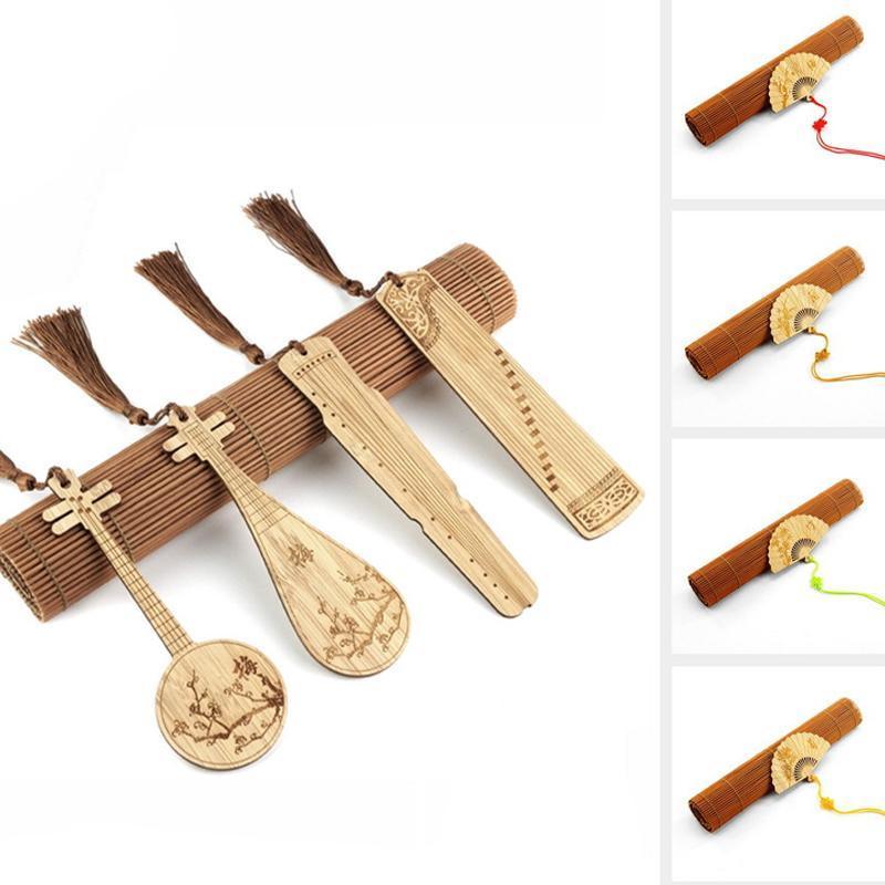 Chinese Style Bass Book Folder Book Clip Bamboo Bookmark Guitar Bookmark Lable - Ruan Pipa Bookmark - Bamboo V528-MH00186-RPPZ-135443