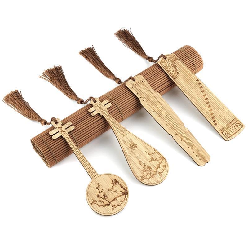 Chinese Style Bass Book Folder Book Clip Bamboo Bookmark Guitar Bookmark Lable - Ruan Pipa Bookmark - V528-MH00187-RPPJ-947427