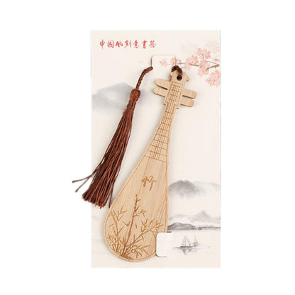 Chinese Style Bass Book Folder Book Clip Bamboo Bookmark Guitar Bookmark Lable - Ruan Pipa Bookmark - V528-MH00187-RPPJ-947427