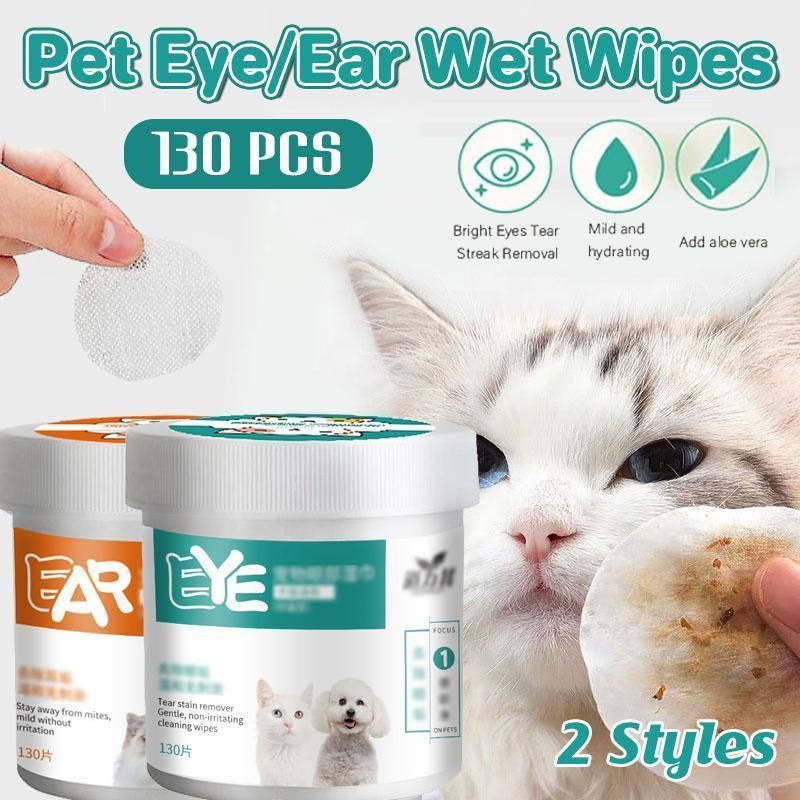 130pcs Wipes Wet Pet Eye/Ear Dog Cat Tear Stain Remover Cleaning Paper Wipes - Eye Wipes V528-MH00228-YBSJ-130PCS-477718