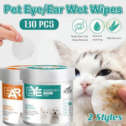 130pcs Wipes Wet Pet Eye/Ear Dog Cat Tear Stain Remover Cleaning Paper Wipes - Eye Wipes V528-MH00228-YBSJ-130PCS-477718