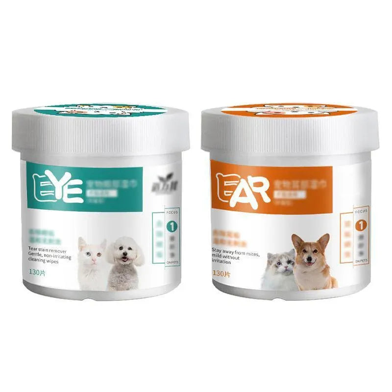 130pcs Wipes Wet Pet Eye/Ear Dog Cat Tear Stain Remover Cleaning Paper Wipes - Eye Wipes V528-MH00228-YBSJ-130PCS-477718