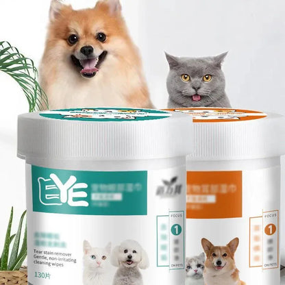 130pcs Wipes Wet Pet Eye/Ear Dog Cat Tear Stain Remover Cleaning Paper Wipes - Eye Wipes V528-MH00228-YBSJ-130PCS-477718
