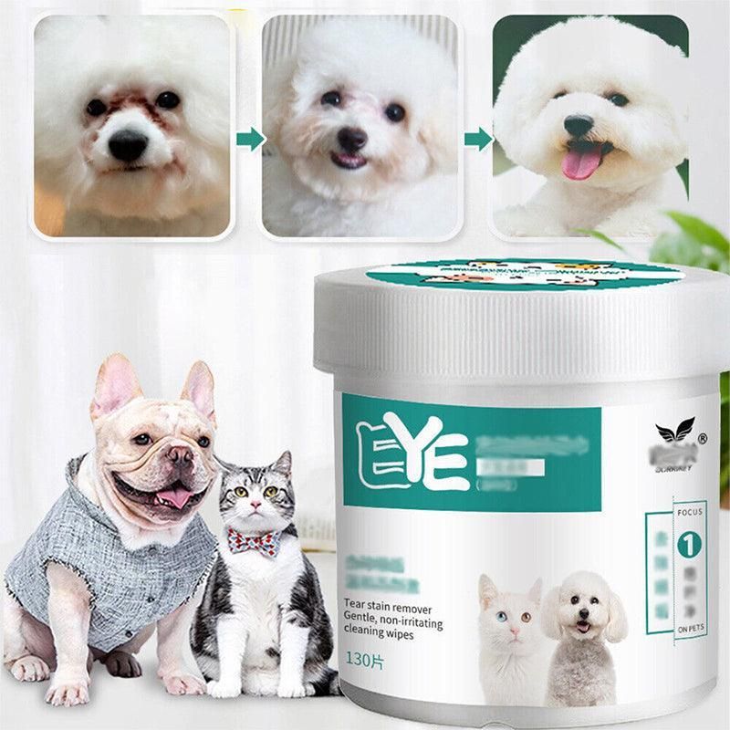 130pcs Wipes Wet Pet Eye/Ear Dog Cat Tear Stain Remover Cleaning Paper Wipes - Ear Wipes V528-MH00229-EBSJ-130PCS-831411