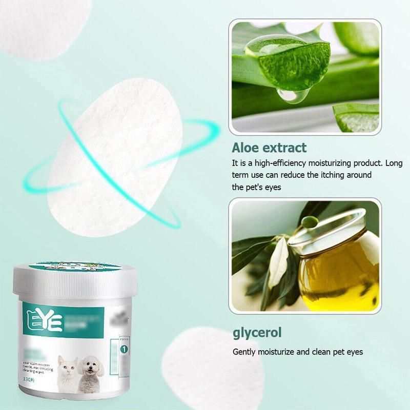 130pcs Wipes Wet Pet Eye/Ear Dog Cat Tear Stain Remover Cleaning Paper Wipes - Ear Wipes V528-MH00229-EBSJ-130PCS-831411