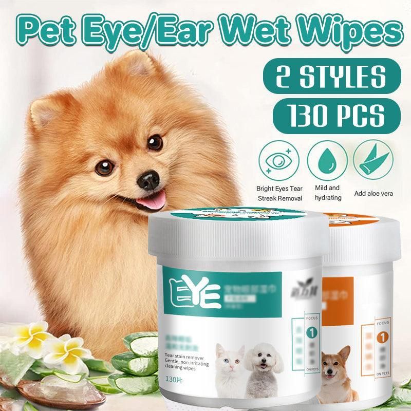 130pcs Wipes Wet Pet Eye/Ear Dog Cat Tear Stain Remover Cleaning Paper Wipes - Ear Wipes V528-MH00229-EBSJ-130PCS-831411