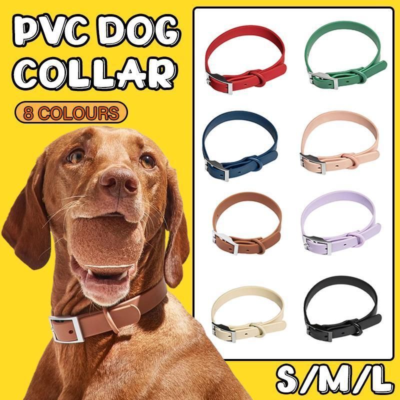 PVC Dog Collar Working Dog Kennels Waterproof Soft Adjustable for Pets L Size - Pink V528-MH00295-PINK-L-487168