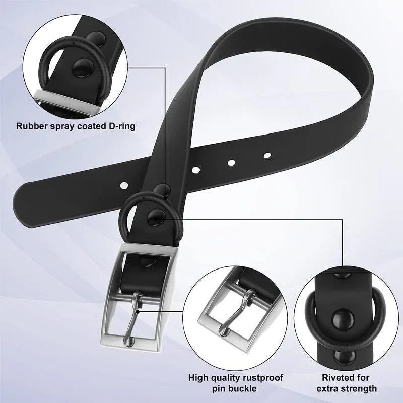 PVC Dog Collar Working Dog Kennels Waterproof Soft Adjustable for Pets L Size - Black V528-MH00298-BLACK-L-927084