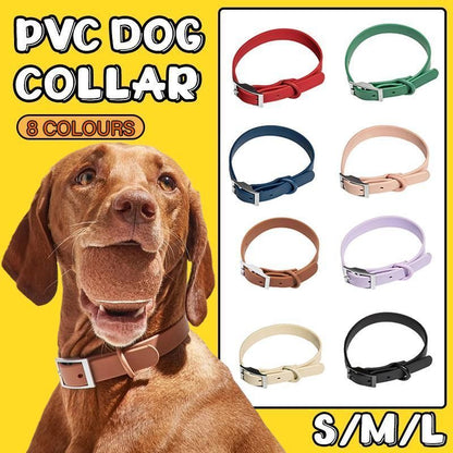 PVC Dog Collar Working Dog Kennels Waterproof Soft Adjustable for Pets L Size - Black V528-MH00298-BLACK-L-927084