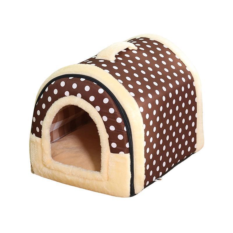 S Size Pet House Kennel Soft Igloo Beds Cave Cat Puppy Bed Warm Cushion Fold - Brown V528-MH00307-JDZ-S-915061