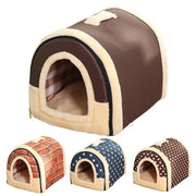 L Size Pet House Kennel Soft Igloo Beds Cave Cat Puppy Bed Warm Cushion Fold - Brick V528-MH00313-FGZQ-L-604546
