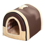 L Size Pet House Kennel Soft Igloo Beds Cave Cat Puppy Bed Warm Cushion Fold - Brick V528-MH00313-FGZQ-L-604546