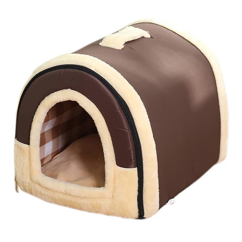 L Size Pet House Kennel Soft Igloo Beds Cave Cat Puppy Bed Warm Cushion Fold - Brick V528-MH00313-FGZQ-L-604546