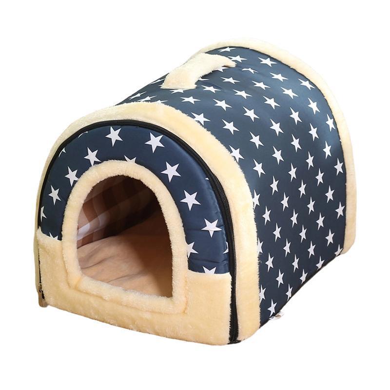 L Size Pet House Kennel Soft Igloo Beds Cave Cat Puppy Bed Warm Cushion Fold - Brick V528-MH00313-FGZQ-L-604546