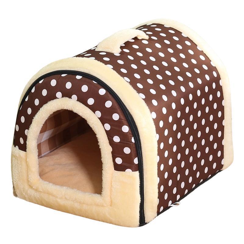 XL Size Pet House Kennel Soft Igloo Beds Cave Cat Puppy Bed Warm Cushion Fold - Brick V528-MH00314-FGZQ-XL-733483