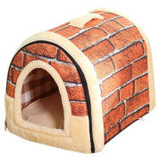 XL Size Pet House Kennel Soft Igloo Beds Cave Cat Puppy Bed Warm Cushion Fold - Brown Dots V528-MH00322-KFBD-XL-947259