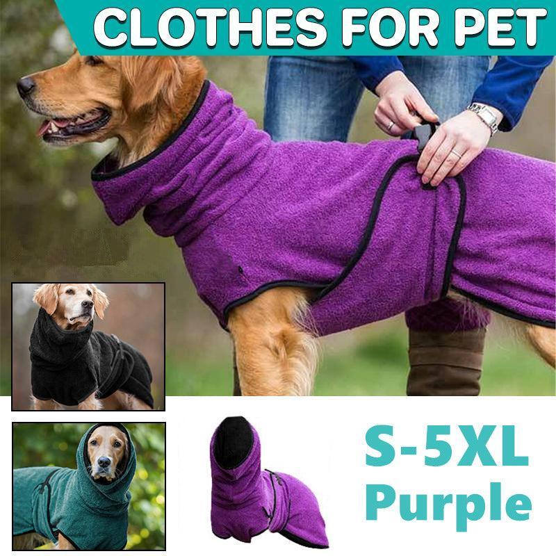 Dog Puppy HoodiesJacket Solid Coat Pet Winter Soft Warm Clothes S-5XL Purple - L V528-MH00364-PURPLE-L-193418