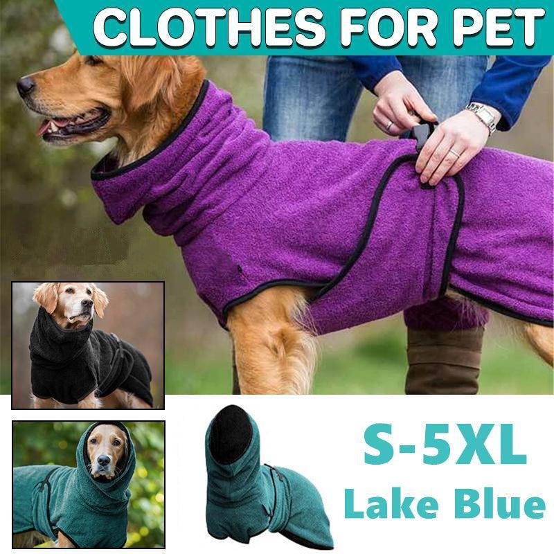 Dog Puppy Hoodies Jacket Solid Coat Pet Winter Soft Warm Clothes S-5XL Lake Blue - M V528-MH00371-LAKEBLUE-M-514021