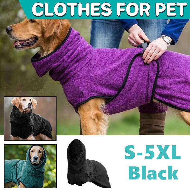 Dog Puppy Hoodies Jacket Solid Coat Pet Winter Soft Warm Clothes S-5XL Black - 3XL V528-MH00383-BLACK-3XL-108426